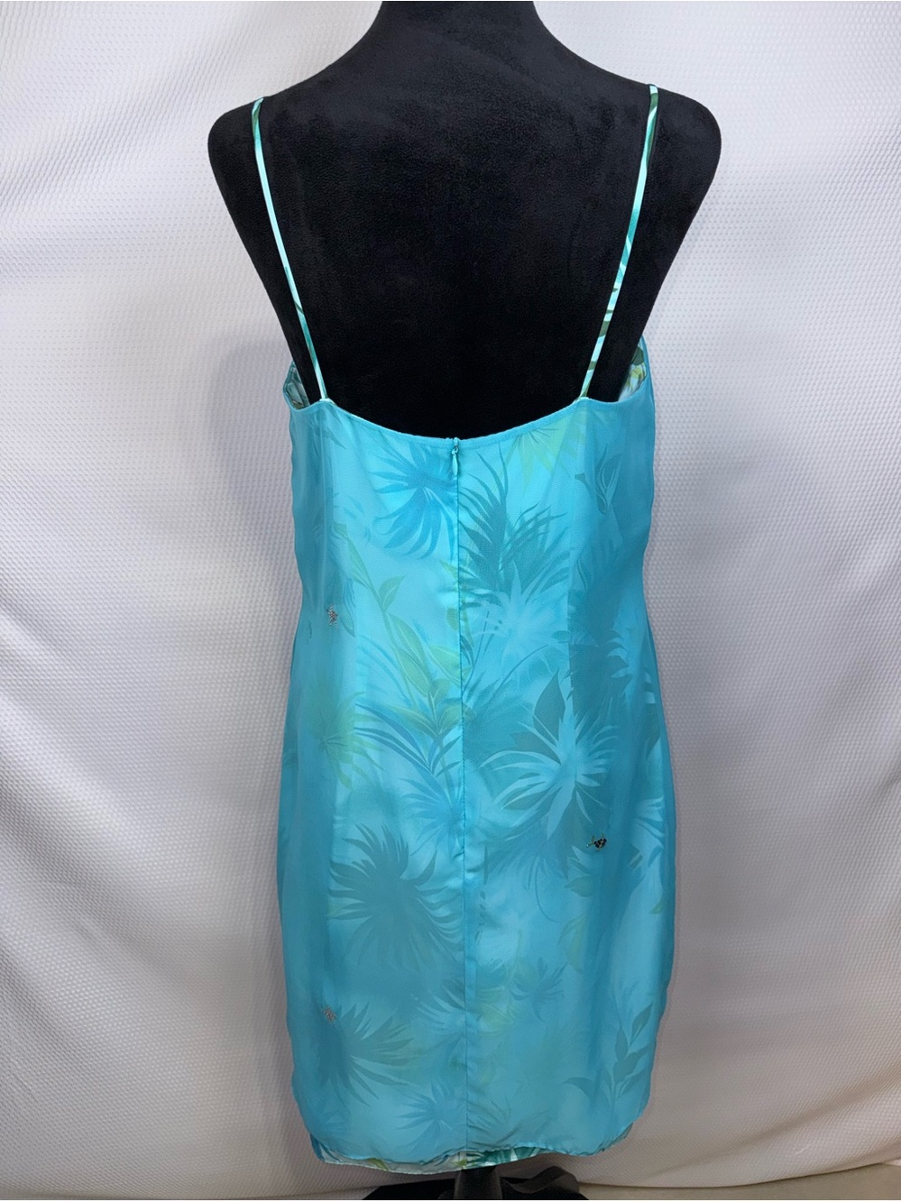 Laundry by Shelli Segal Dress Size 8 Turquoise Floral Sheer Overlay Rhinestone Y - Picture 4 of 16